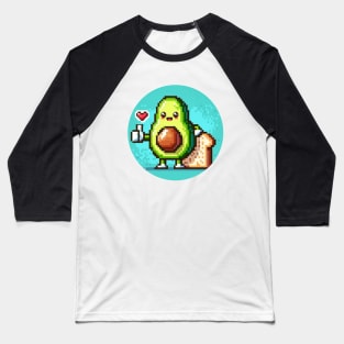 Retro Gamer Breakfast: Pixel Art Avocado on Toast Baseball T-Shirt